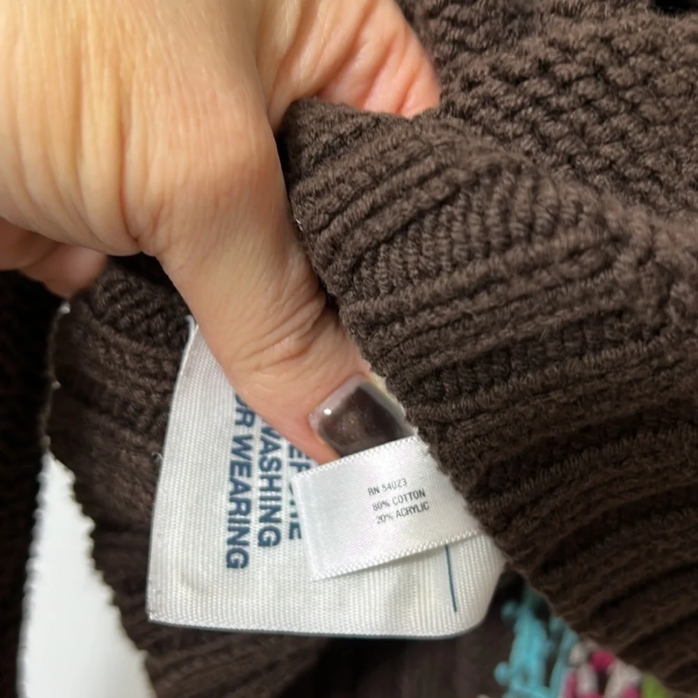 Gap Kids Brown Knit Cardigan Sweater Hooded Boho Trim Size M 8